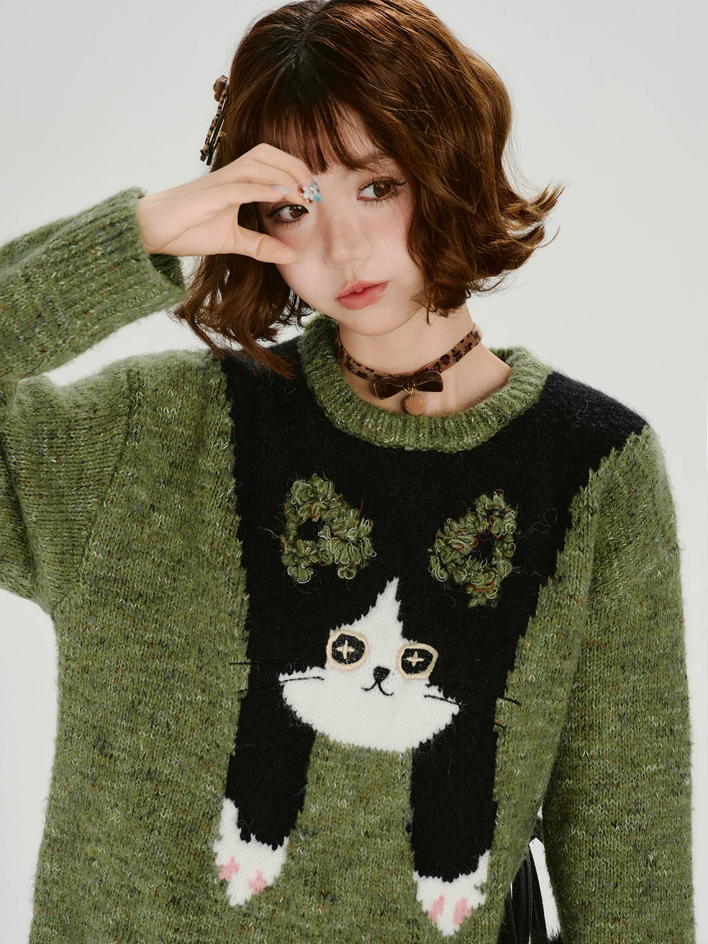 Girlyhalo Vintage Fun Jacquard Knitted Sweater
