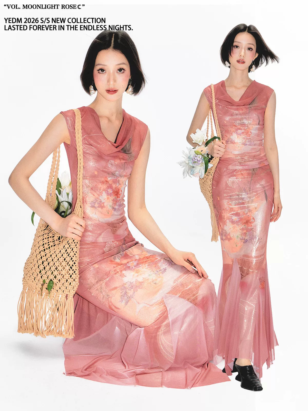 YEDM Swinging Neck Sleeveless Cheongsam Fishtail Dress