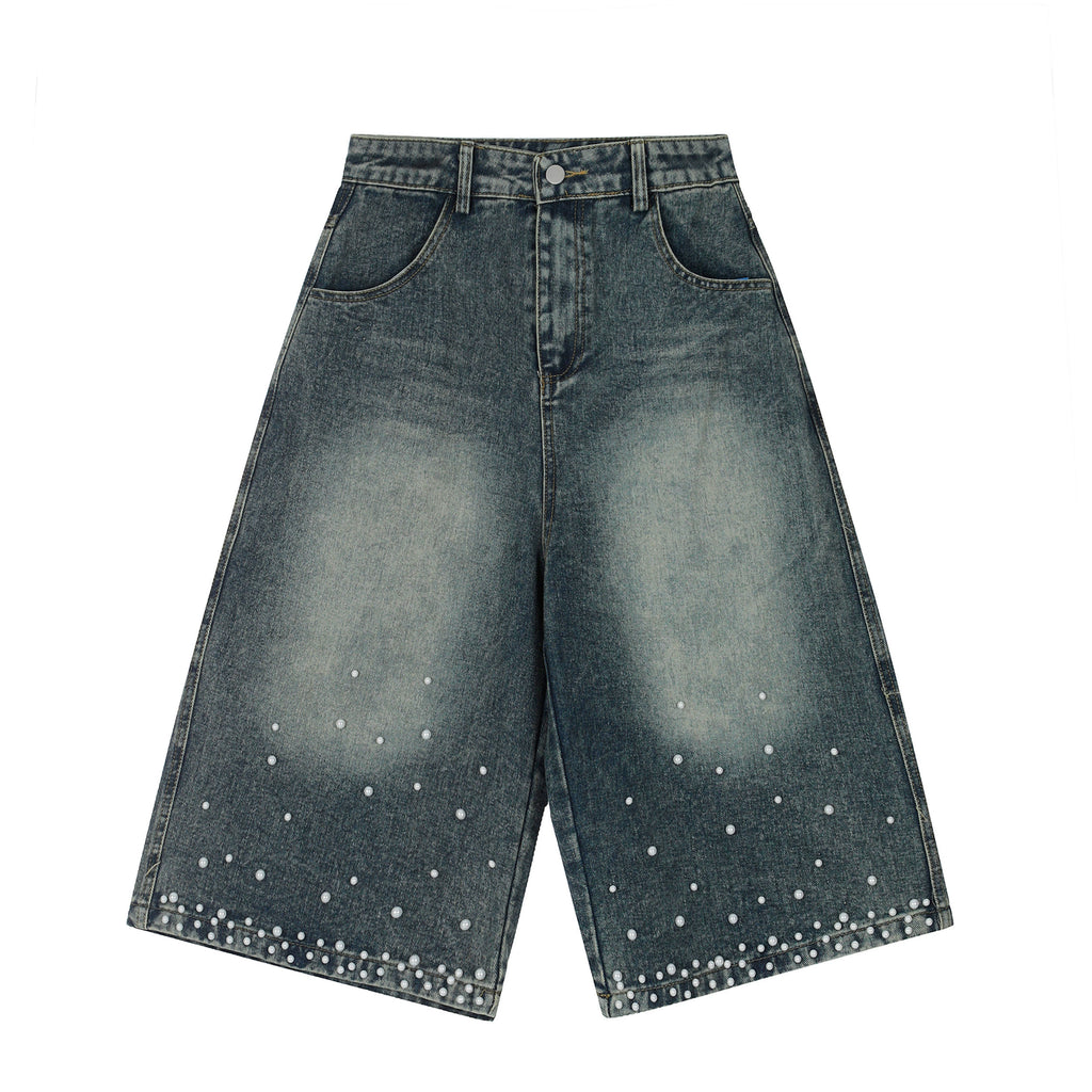 BLACKLISTS Heavy Industry Beaded Denim Shorts