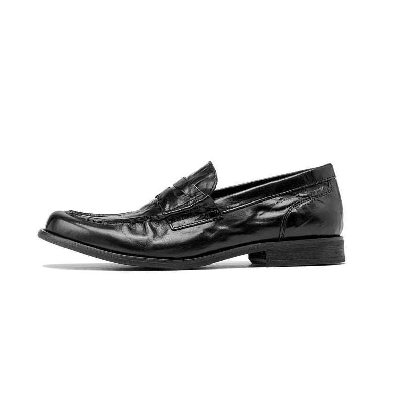 AMBSOM Leather Pleated Casual Shoes