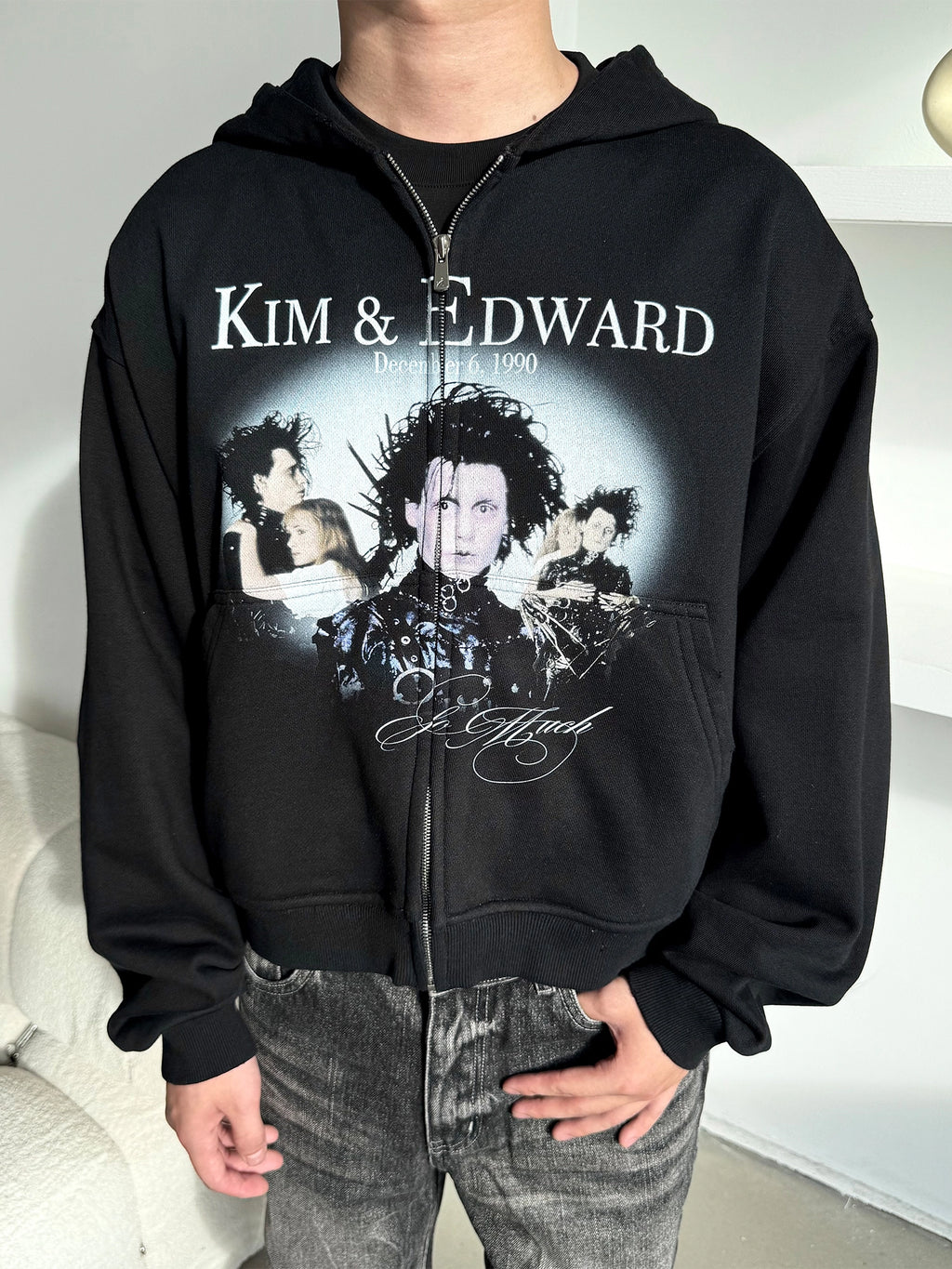 Erole Destruction Distressed Digital Print Zip-up Hoodie