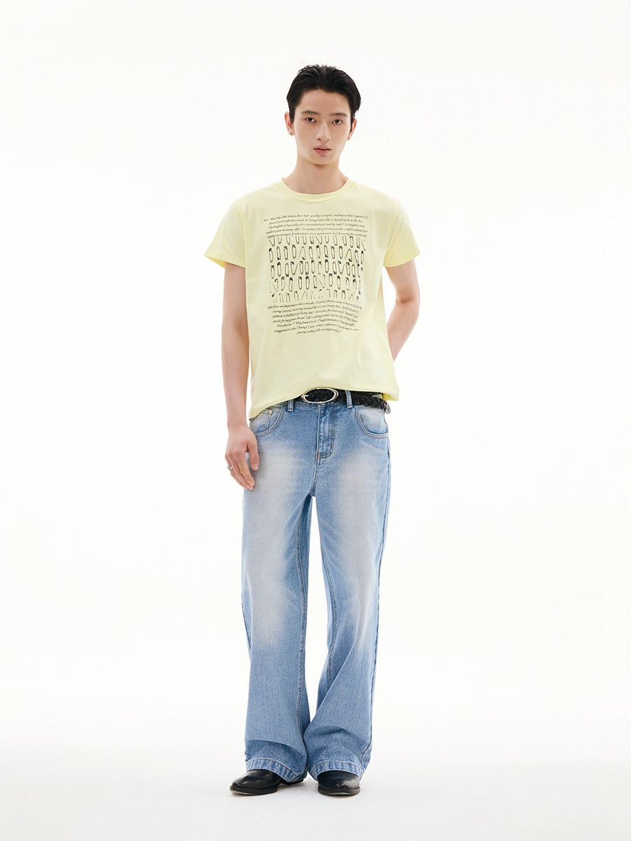 FUNKYFUN Pin Slogan Old Sense Printing Tee