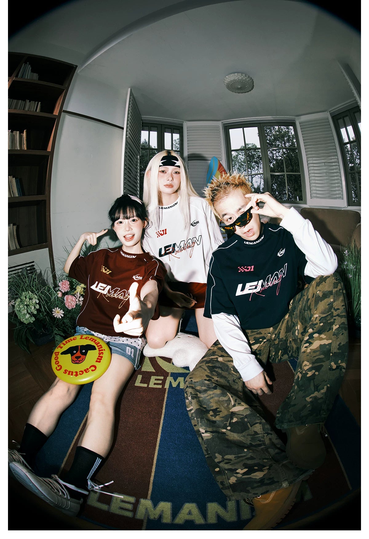Lemanism Letter Line Contrasting Color Casual Tee