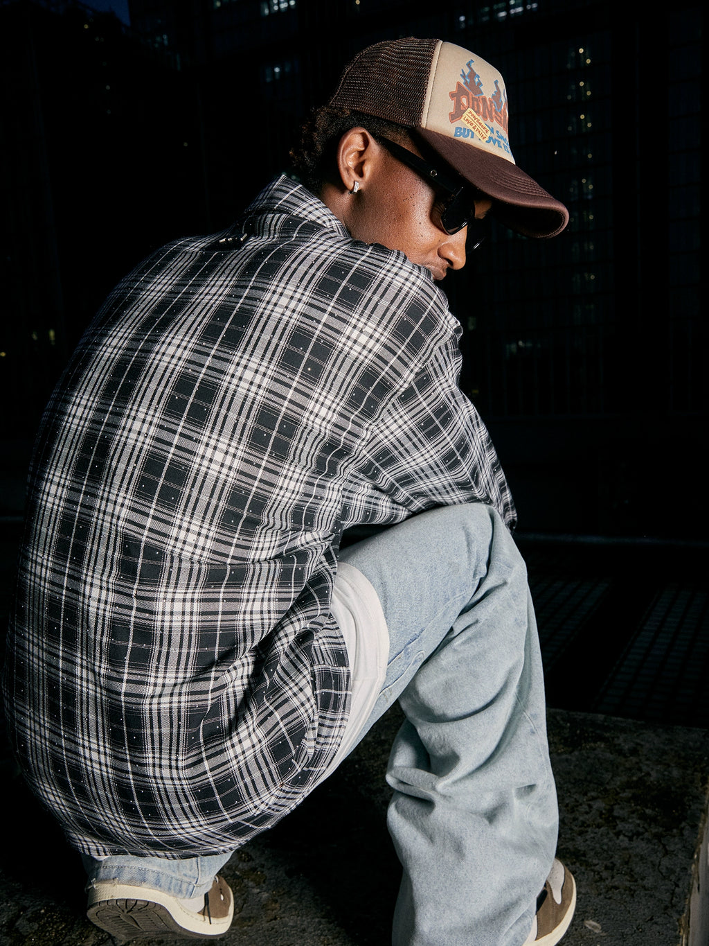 DONSMOKE Embroidered Versatile Checked Shirt