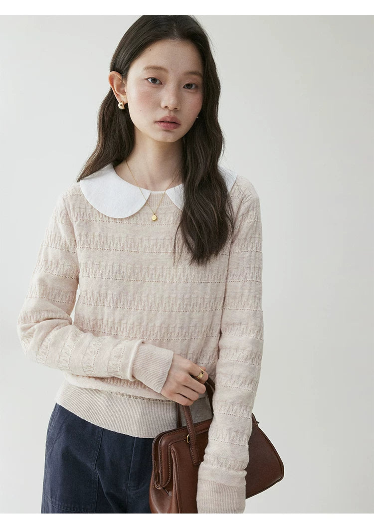 VOOE Contrast Shoulder Crew Neck Sweater
