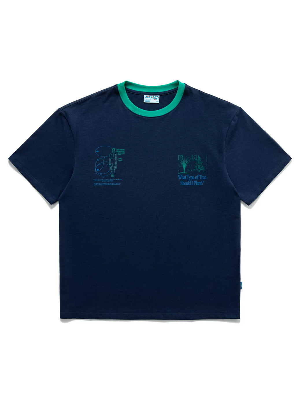LUCKUP Retro Loose Contrasting Color Round Neck Tee