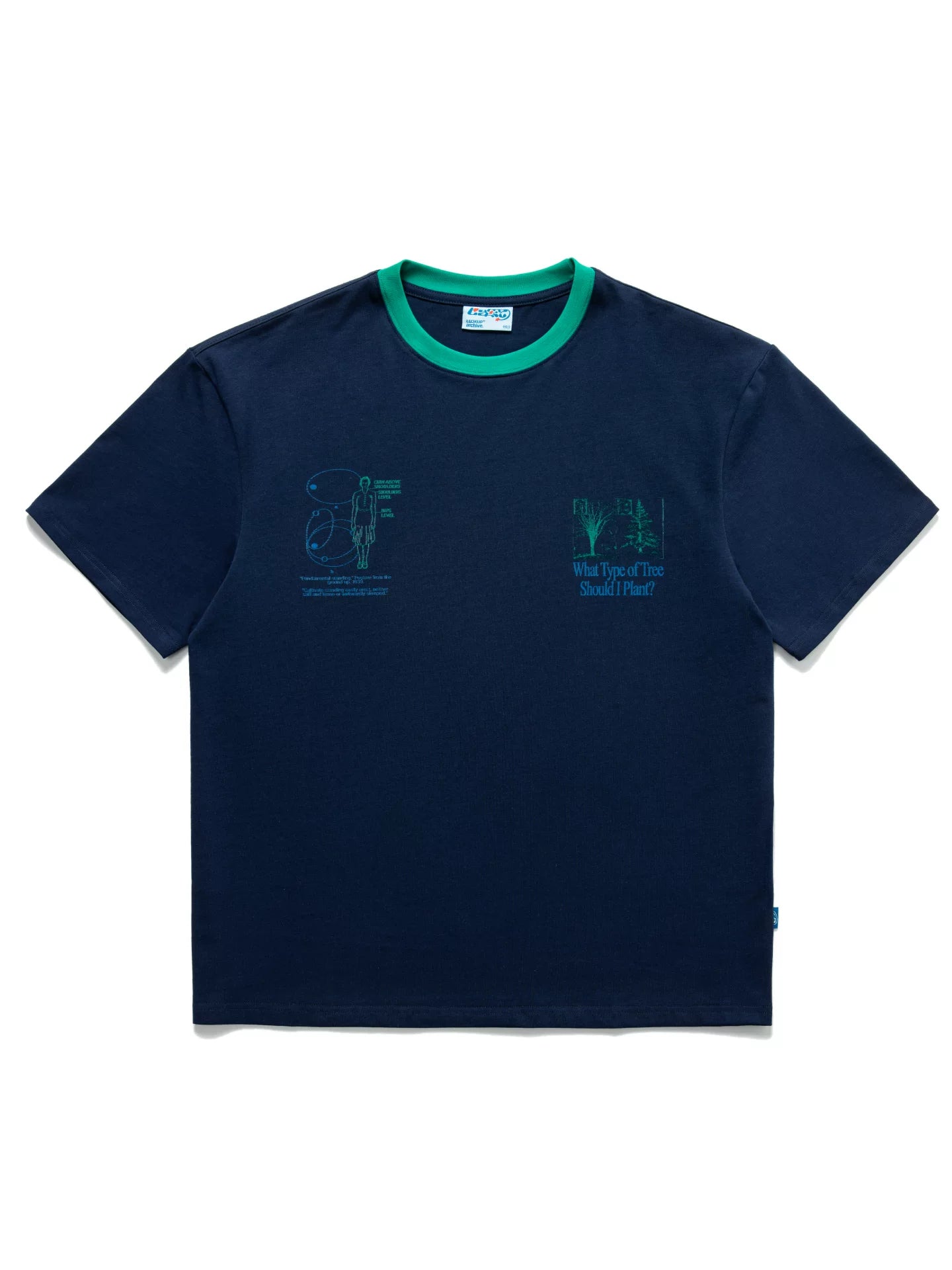 LUCKUP Retro Loose Contrasting Color Round Neck Tee