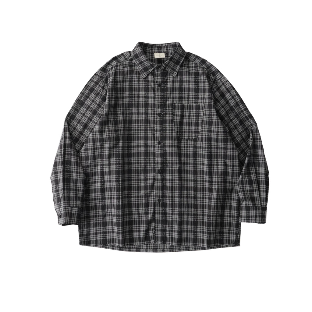 LIVINGTOWN Lapel Plaid Pocket Long-sleeved Shirt