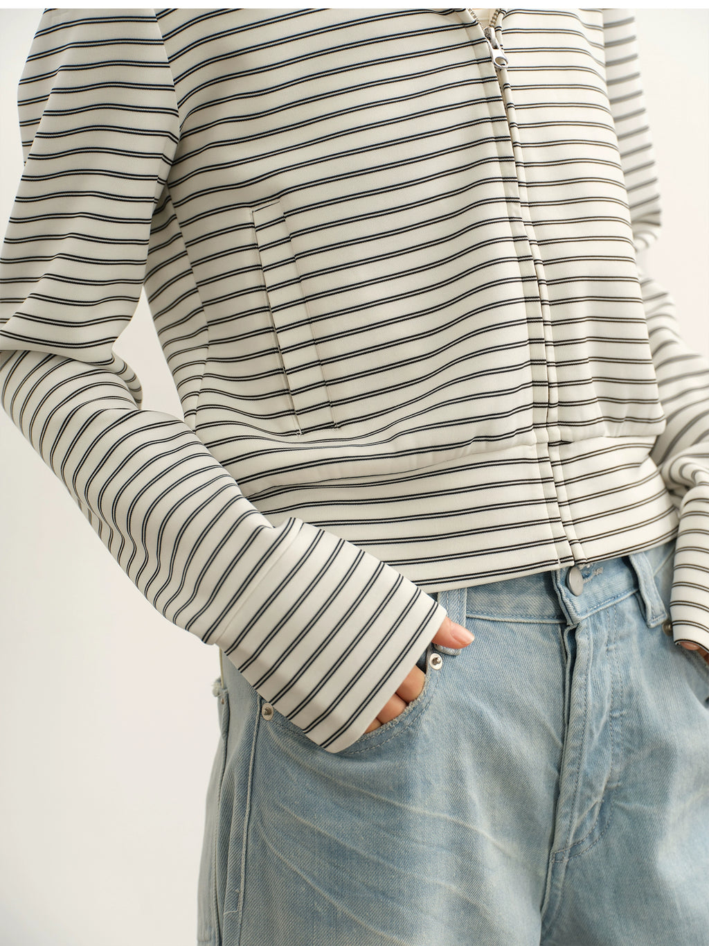 LINY LIBERTY Vintage Striped Hooded Cardigan Jacket