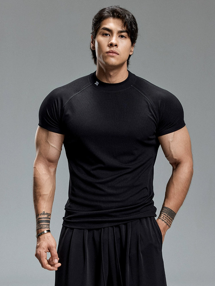 Muscle Dog Small Turtleneck Sports Embroidered Shoulder Tee