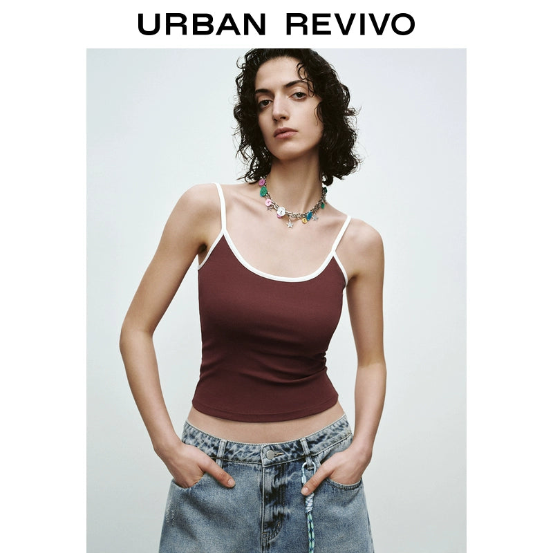 URBAN REVIVO Contrasting Splicing Slim Skinny Vest