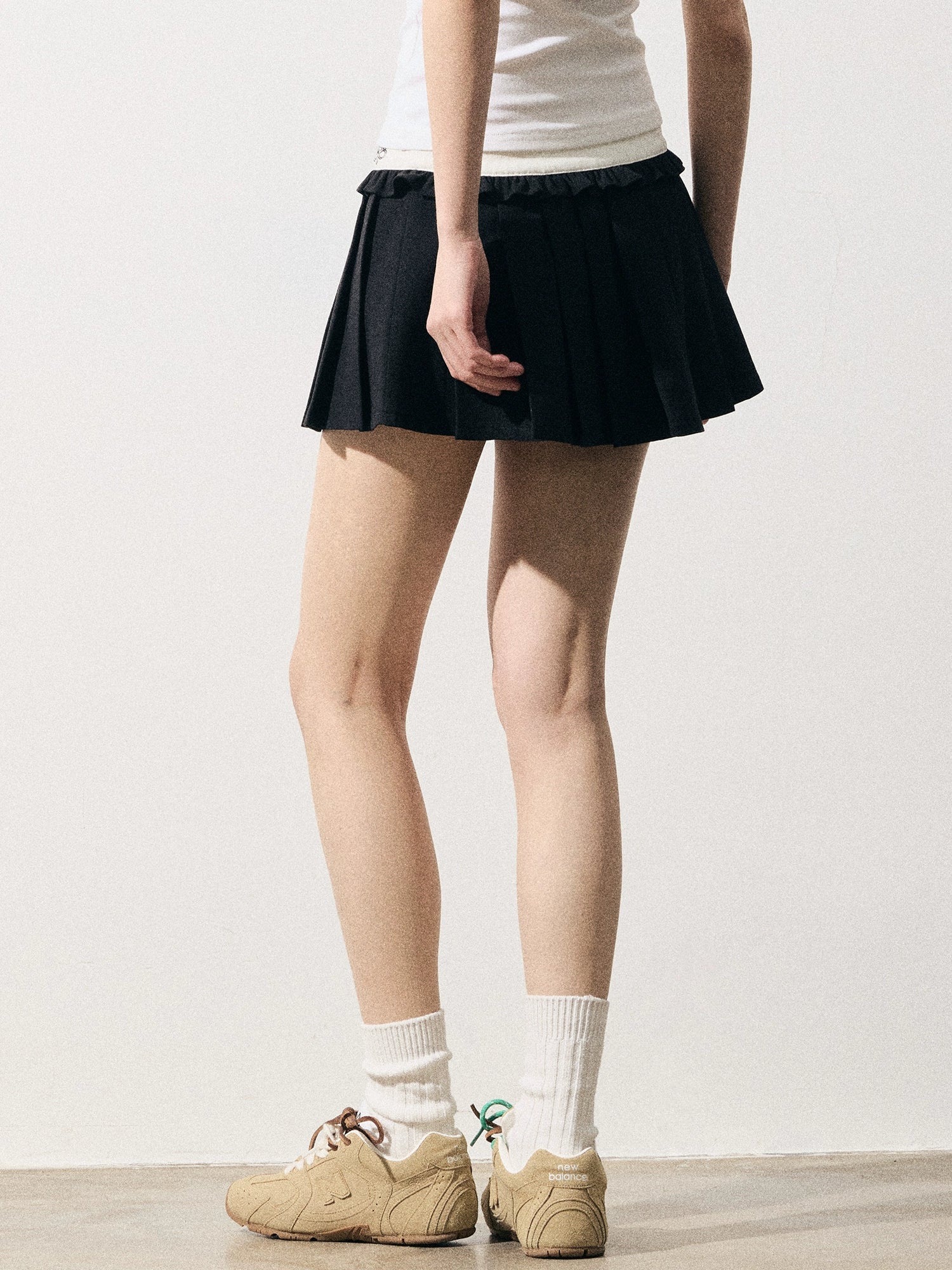 RPB BRAND Vintage College High Waist Skinny Ballet Pleated Skirt