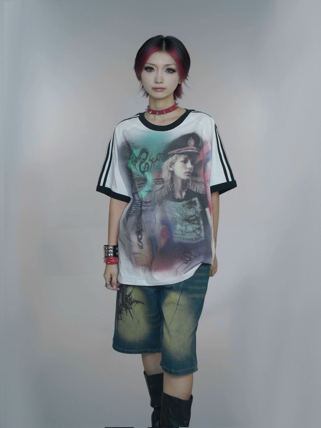 WEBBAR Y2K Striped Casual Tee