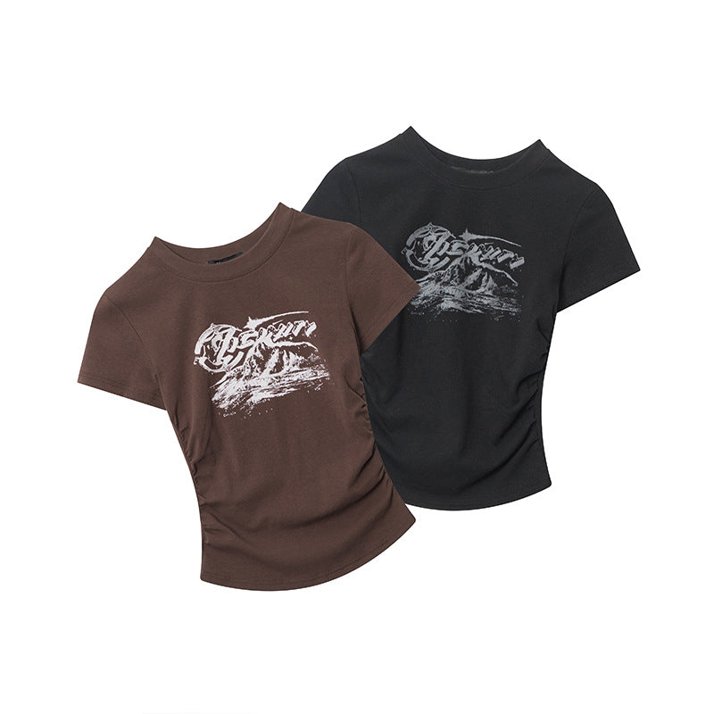 Nariele Slim Skinny Printed Crew Neck Tee