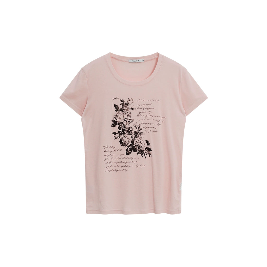 FUNKYFUN Flower Slogan Printing Comfortable Soft Skin Tee