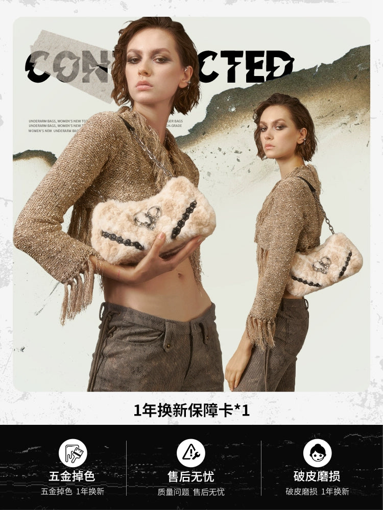 JACD Plush Underarm Chain Messenger Bag