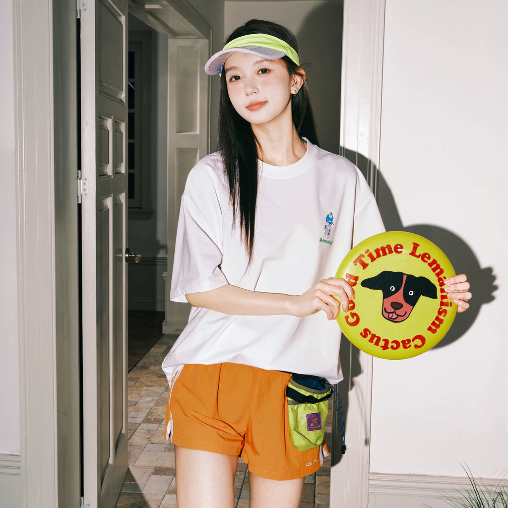 Lemanism Cartoon Embroidery Loose Tee