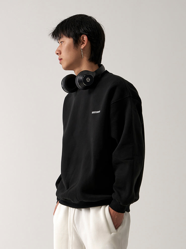 OBSESSWITH Basic Letter Printed Crew Neck Sweater
