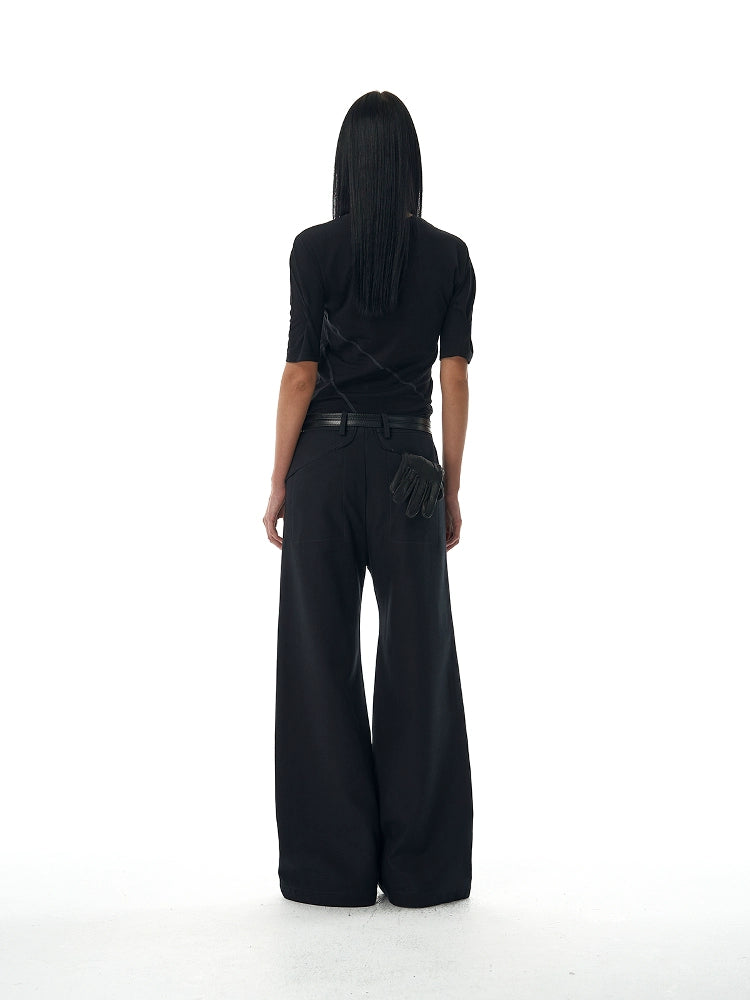BEVAN UP Tencel A-shaped Silhouette-cut Micro-pull Trousers