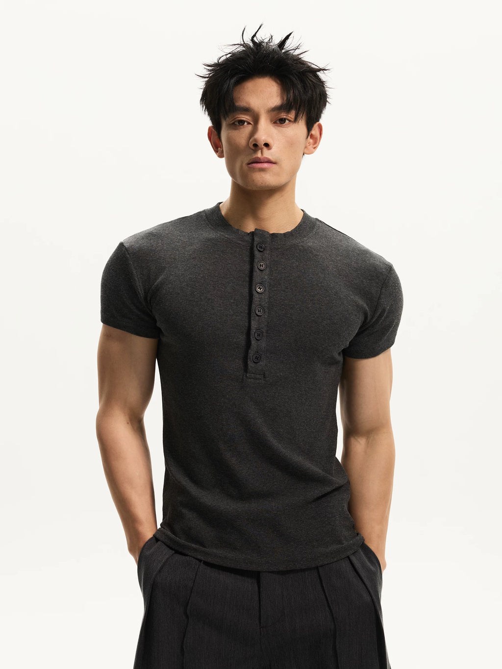 DAY NY Henry Collar Shoulder Casual Tee