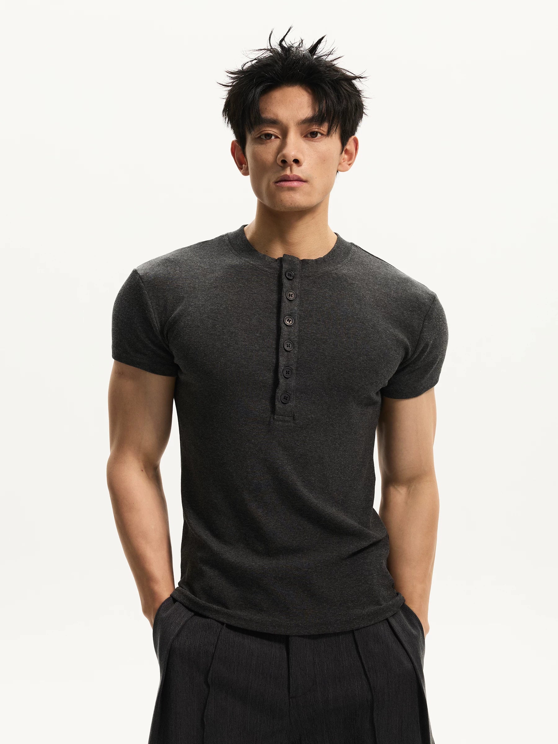 DAY NY Henry Collar Shoulder Casual Tee