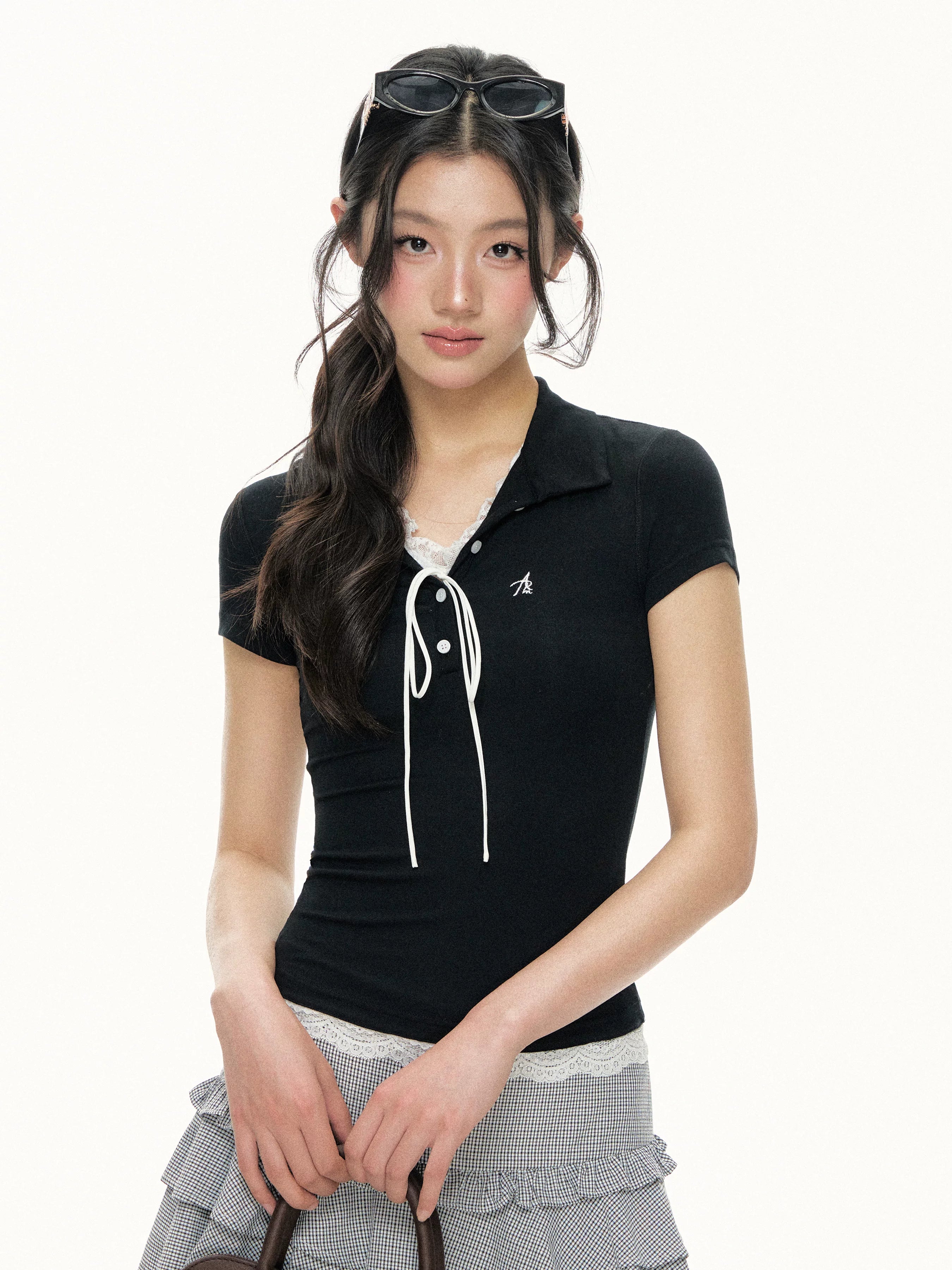 Ariseism Vintage Contrasting Lace Slim Tee