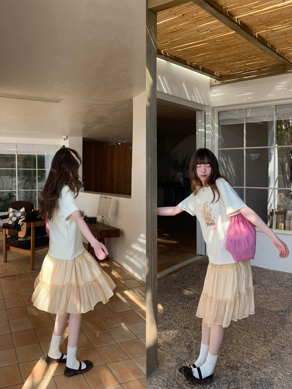 KANO Chiffon Three-dimensional Splicing Skirt