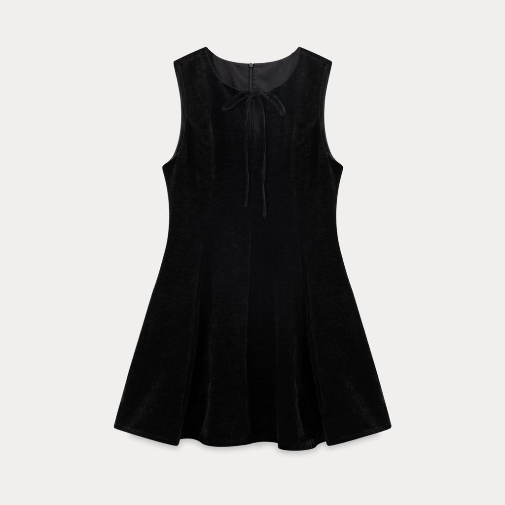 EGGKA Lace-up Bow Temperament Waist and Thin Dress
