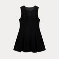 EGGKA Lace-up Bow Temperament Waist and Thin Dress