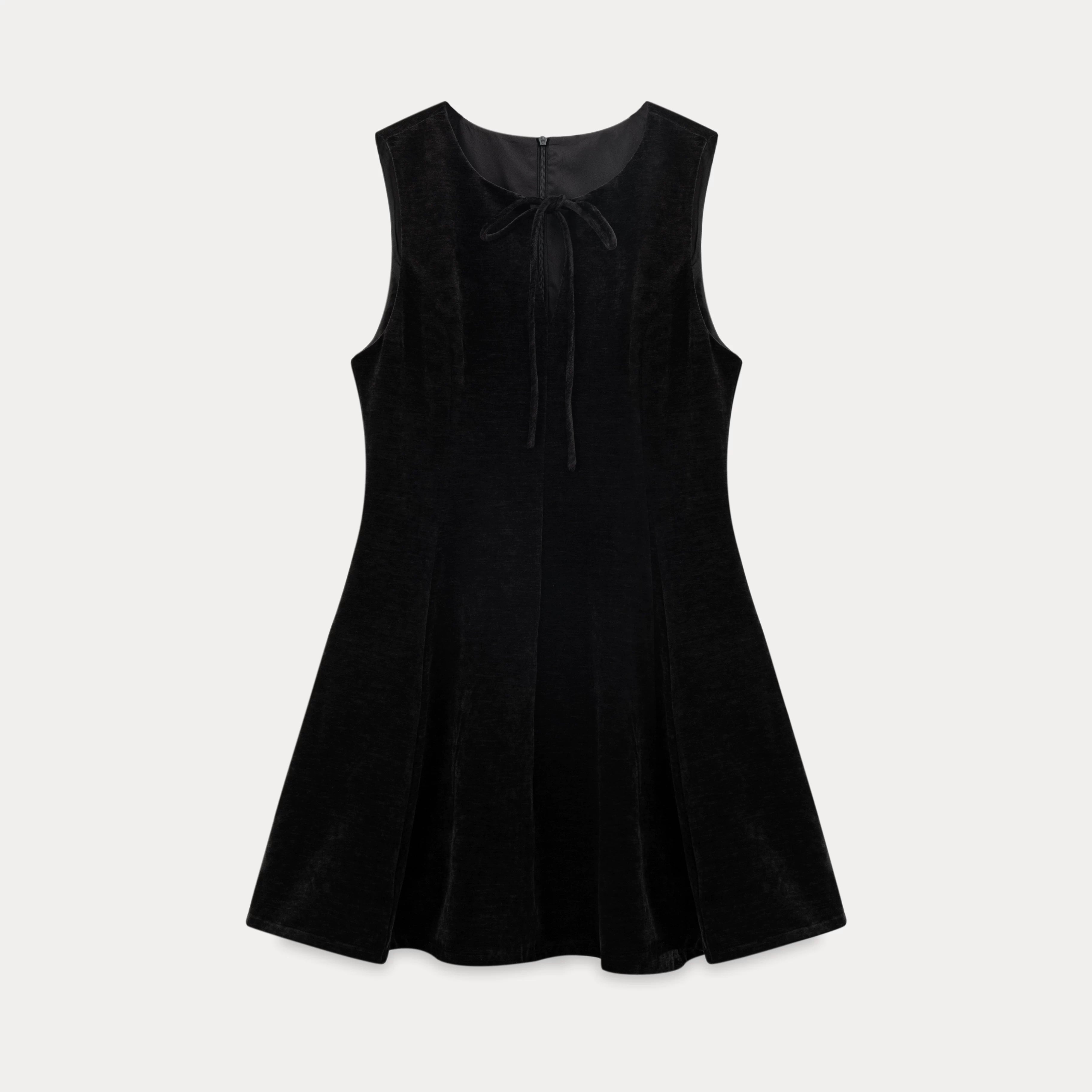 EGGKA Lace-up Bow Temperament Waist and Thin Dress