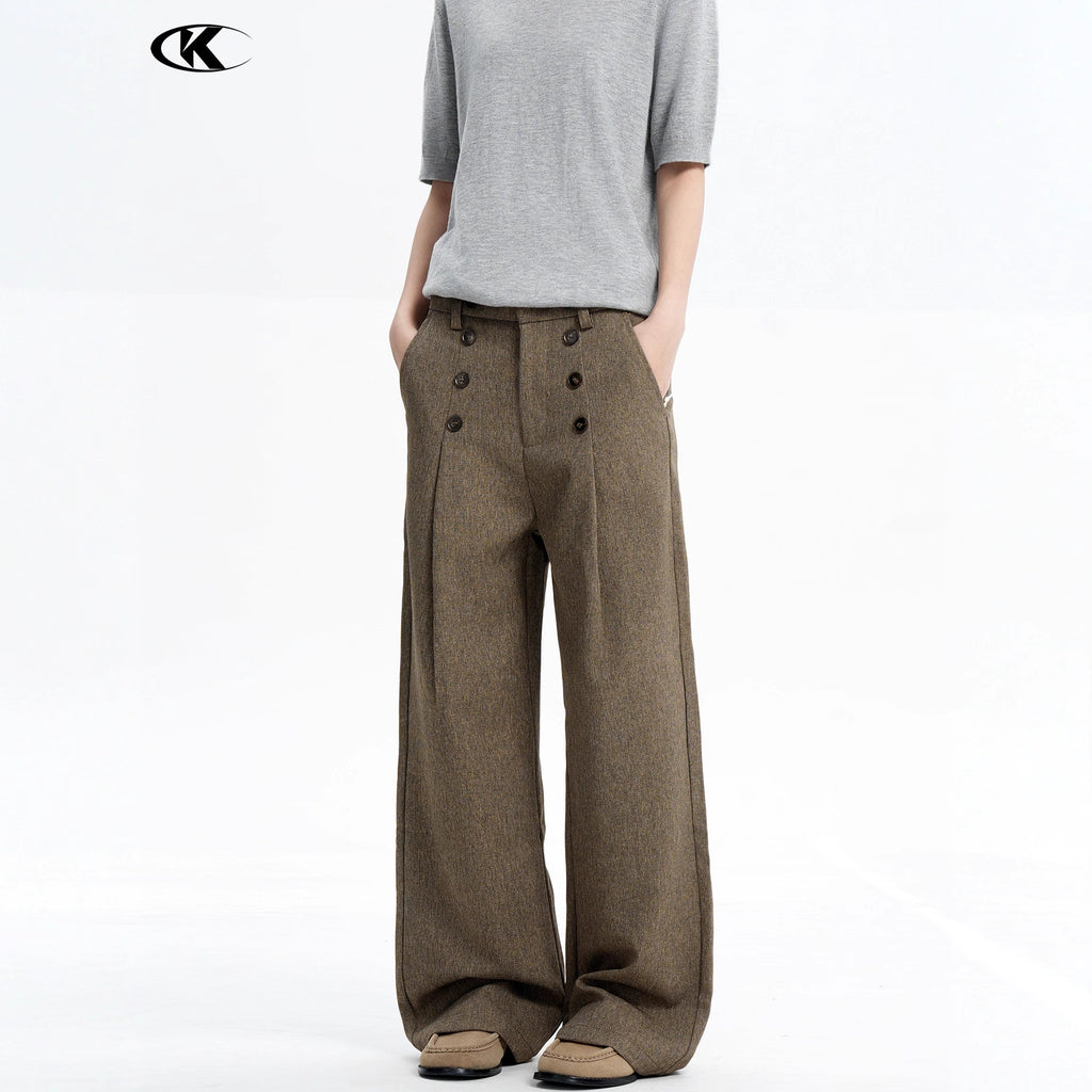 11KN Retro Pleated Loose and Thin Trousers