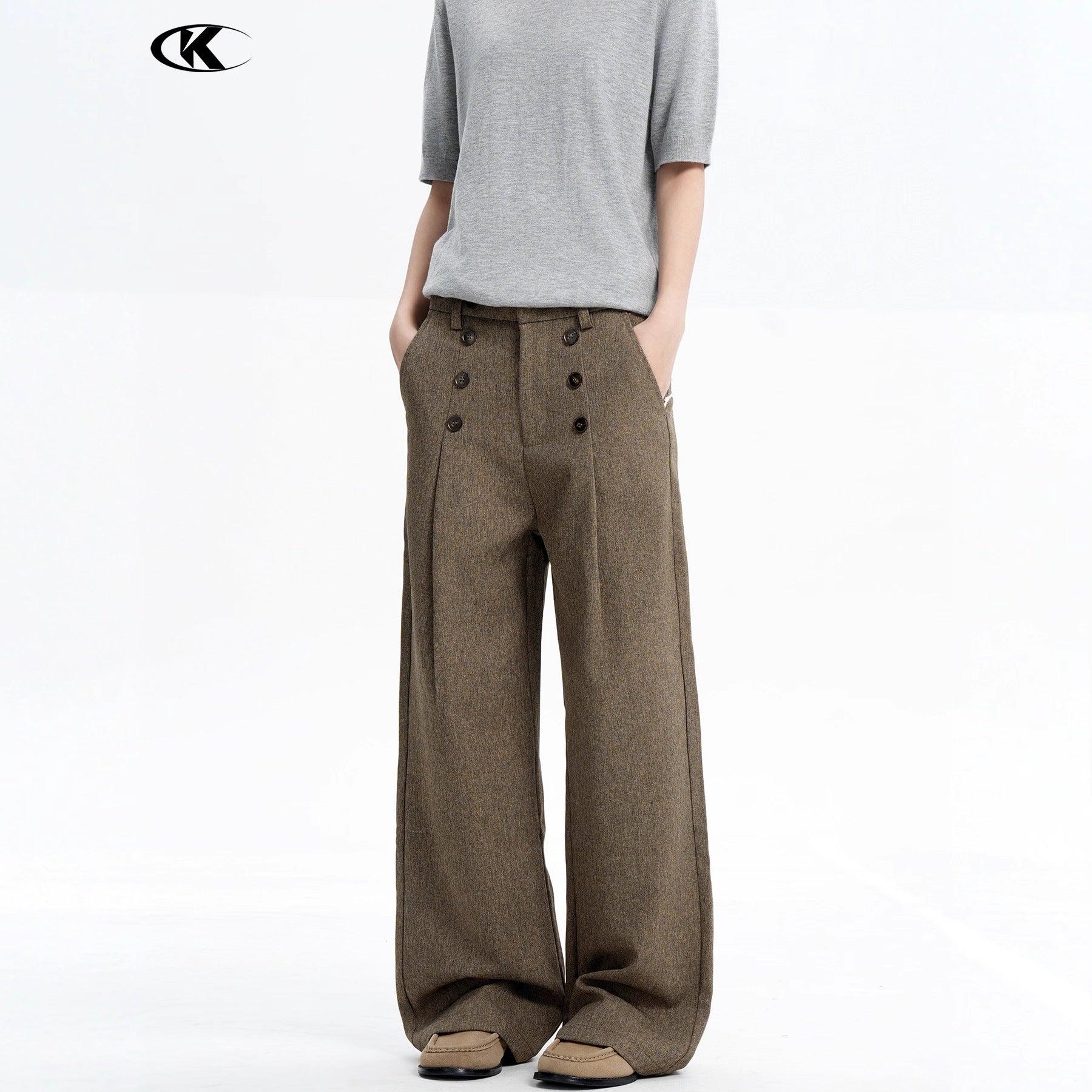 11KN Retro Pleated Loose and Thin Trousers
