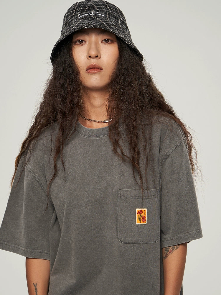 AVENUESON Woven Pocket Washed Casual Tee