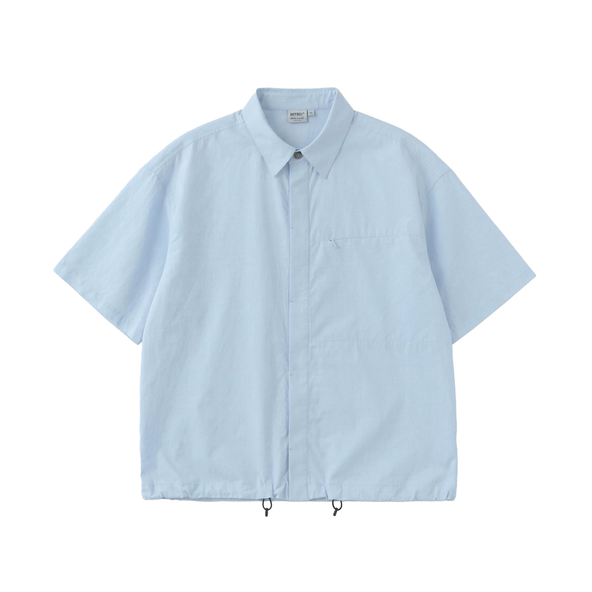 BUTTBILL Hem Elastic Cotton and Linen Short-sleeved Shirt