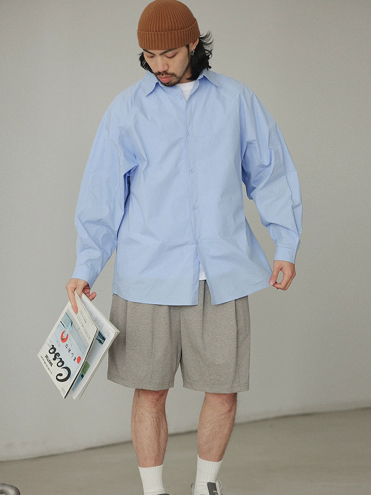 NOEARS Loose Square Neck Shoulder Sleeve Casual Shirt