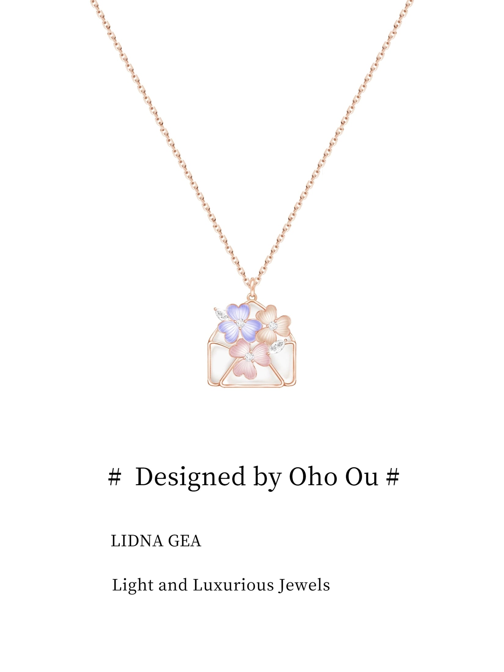 Oho Ou Premium Light Luxury Envelope Flower Necklace