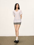 Cherry Melody Slack V Neck Loose Tee