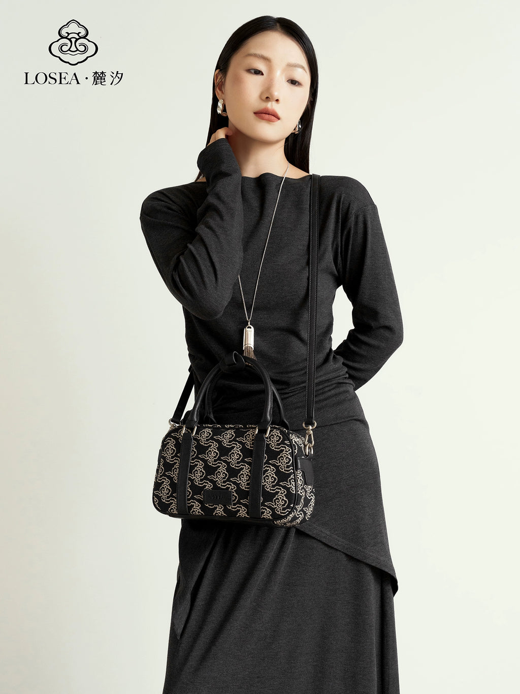 LOSEA Embroidered Boston Pillow Bag Bag