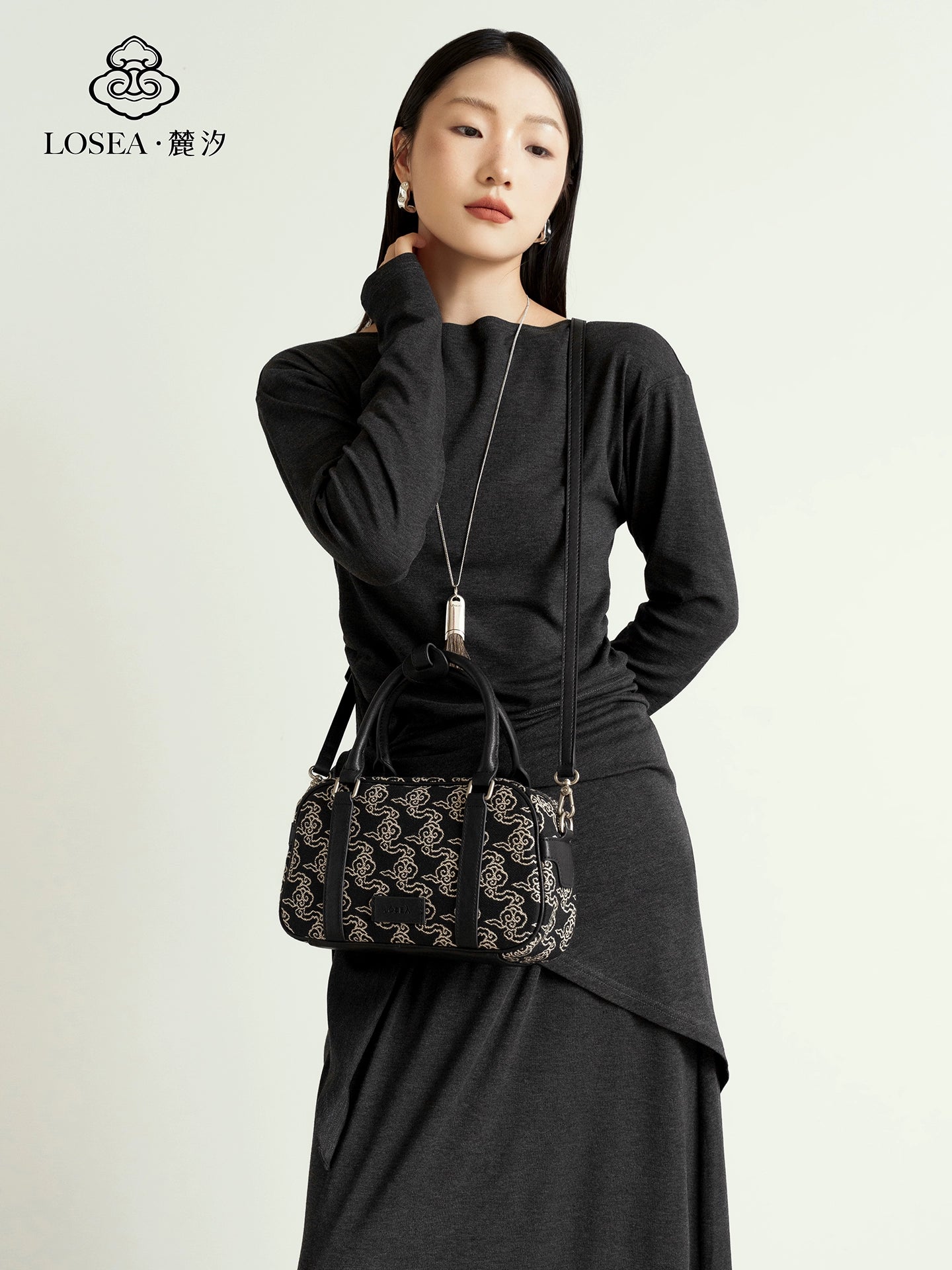 LOSEA Embroidered Boston Pillow Bag Bag