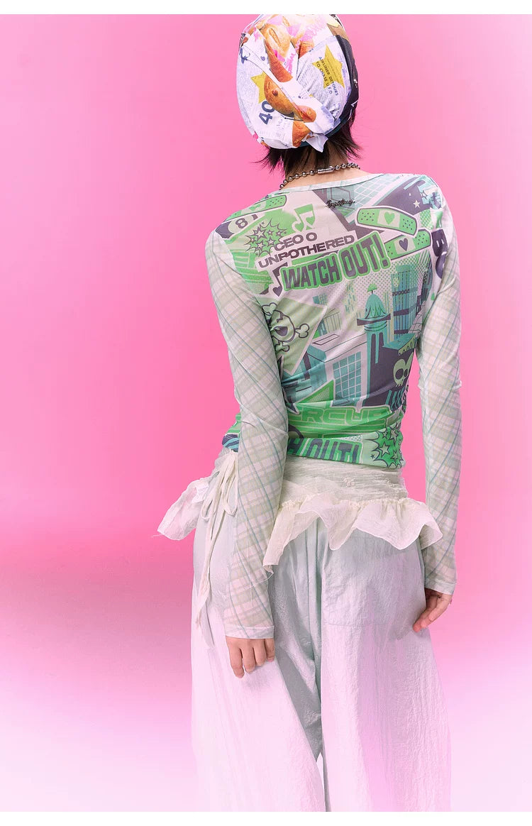 BJHG [Flying Girl Police Joint Name] Sweet and Cool Slim-fit Long Sleeve Blouse