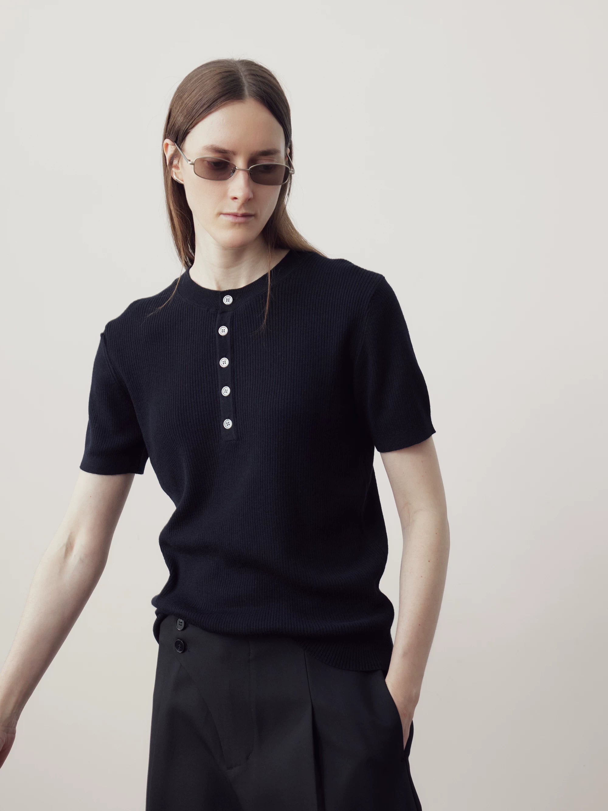 COLN Henry Collar Versatile Knitted Tee