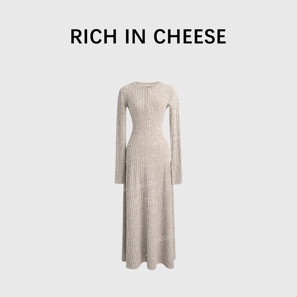 RICH IN CHEESE  Knitted Waist Dress