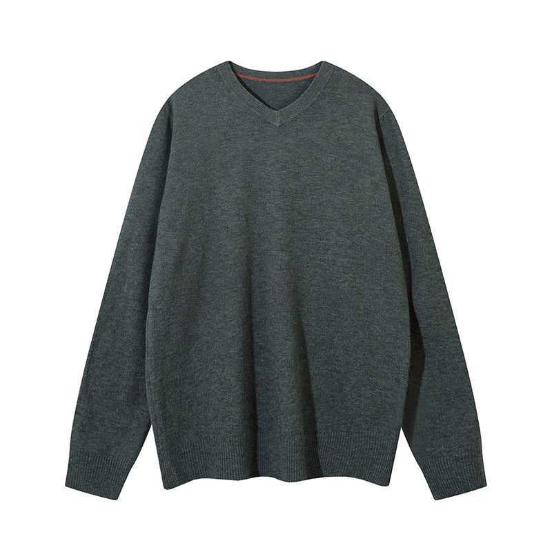 MADWITCH Vintage Simple V-Neck Knitted Bottom Sweater