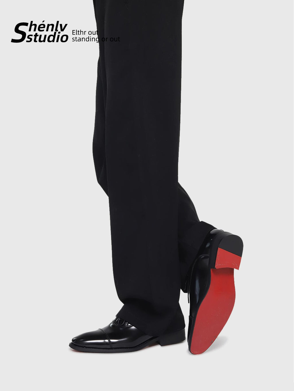 SHENLV STUDIO Glossy Pointed-toed Red-soled Leather Shoes