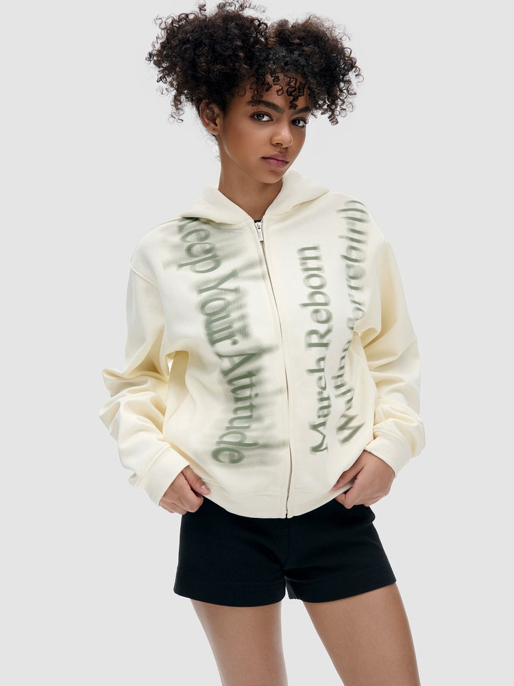 March Letter Print Short Jacket Cardigan