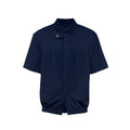 JCAESAR Stand-up Collar Pleated Short-sleeved Shirt
