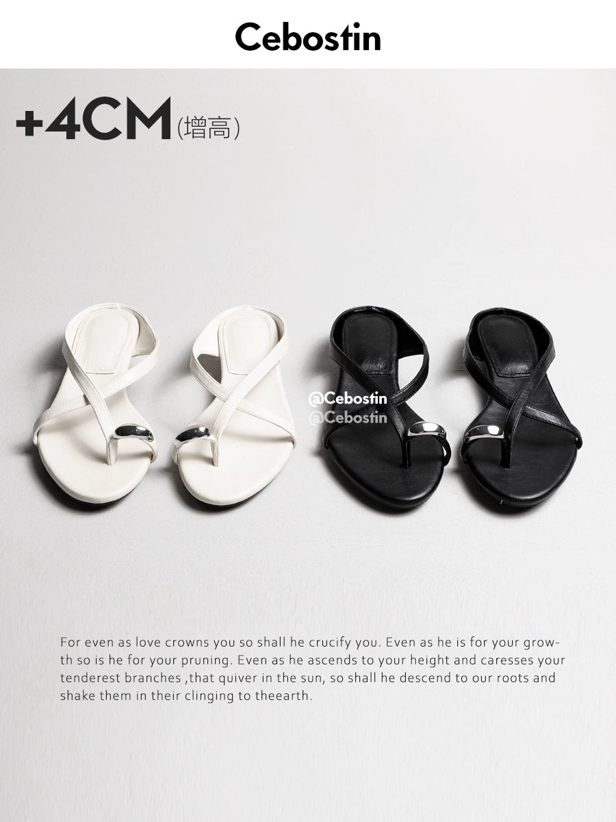 Cebostin Metal Buckle Toe Versatile Sandals