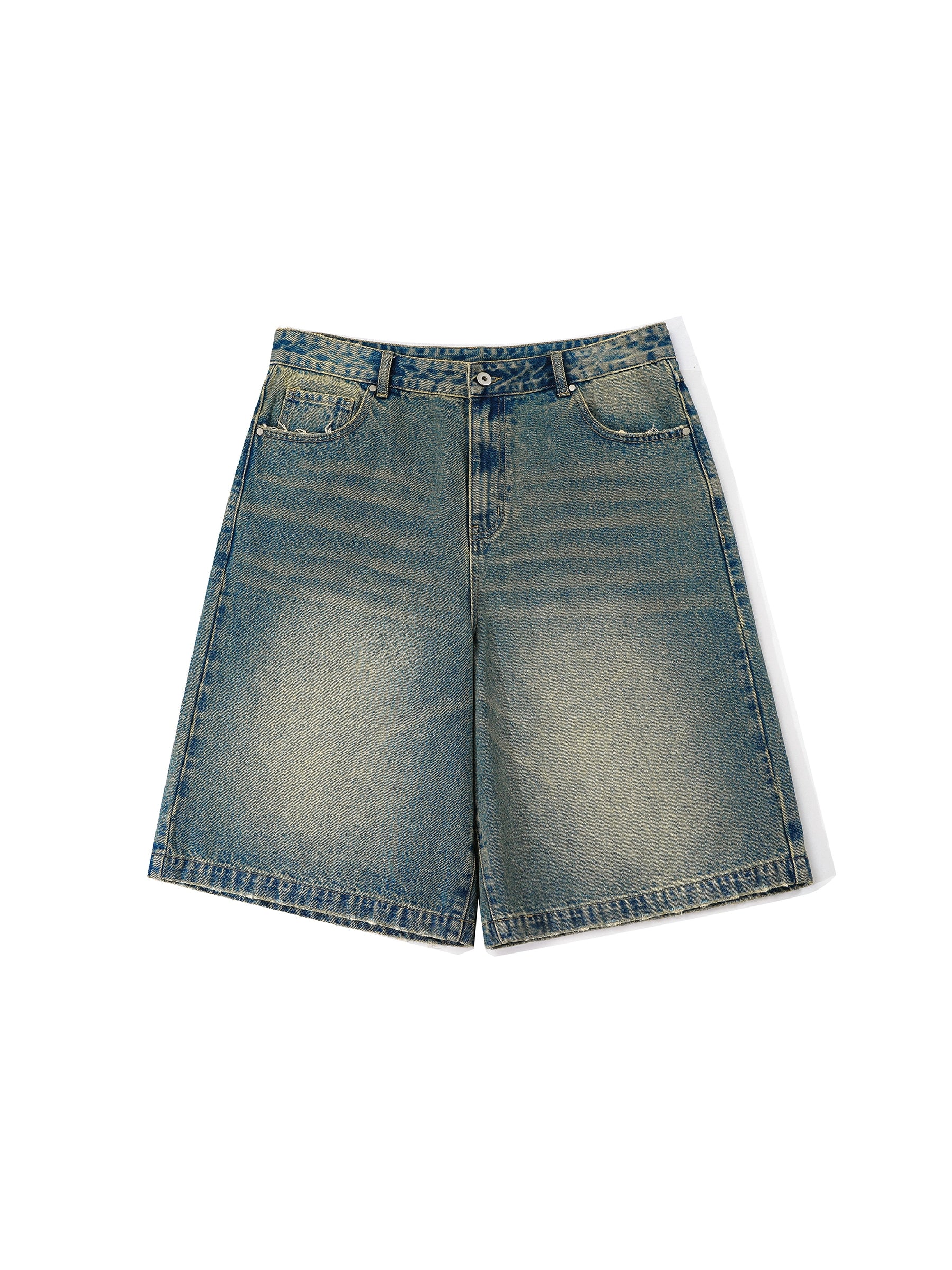 DIMC Retro Washed Yellowed Five-point Jeans