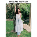 URBAN REVIVO Wave Style Hollow Suspender Dress