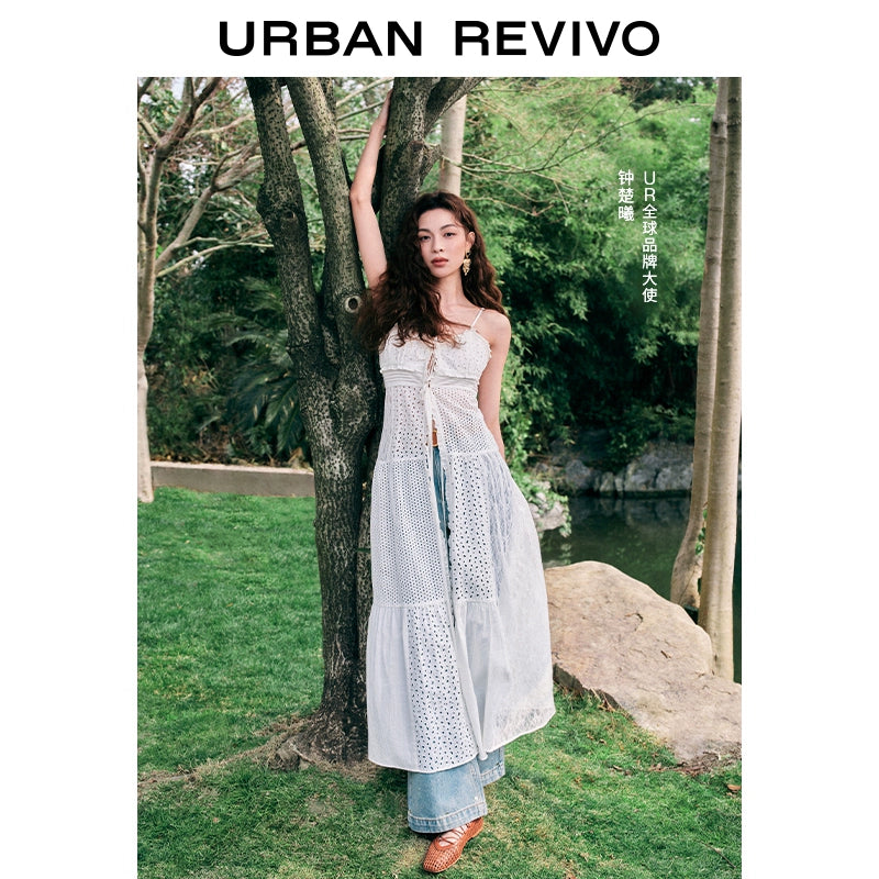URBAN REVIVO Wave Style Hollow Suspender Dress